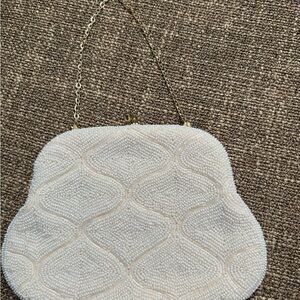 Elegant White Beaded Women's Bag